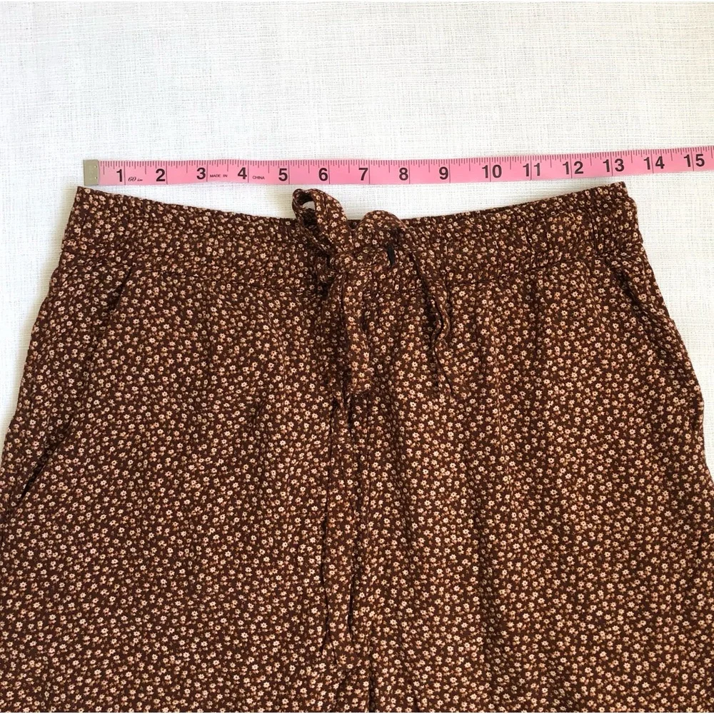 & Other Stories Brown Tan Ditsy Floral Wide Leg Trouser Pants Size 4